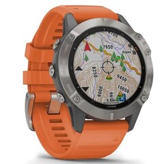 Мультиспортивные часы Garmin Fenix 6 Sapphire Titanium with Ember Orange Band