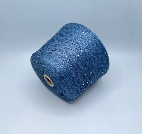 G&G Filati (пр.Италия), art-Lino 440м/100гр, 100%Лен +пайетка( голографик), цвет-Светлый деним. арт.30412