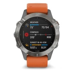 Мультиспортивные часы Garmin Fenix 6 Sapphire Titanium with Ember Orange Band