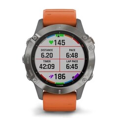 Мультиспортивные часы Garmin Fenix 6 Sapphire Titanium with Ember Orange Band
