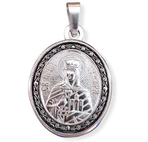 Нательная именная икона святая Тамара с серебрением