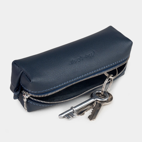 Ключница Coffre из кожи теленка, синего цвета