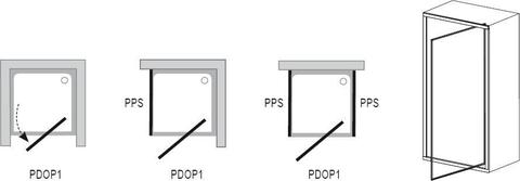 Душевая дверь Ravak Pivot PDOP1-90 белый/белый + транспарент 03G70101Z1 схема
