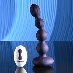 Фиолетовые анальные бусы с вибрацией и вращением Pleasure Orbit - 17,8 см. - 