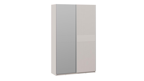 Шкаф-купе Оскар Хилтон 2-х дверный с зеркалом 140 кашемир / кашемир сатин / ручка серебро