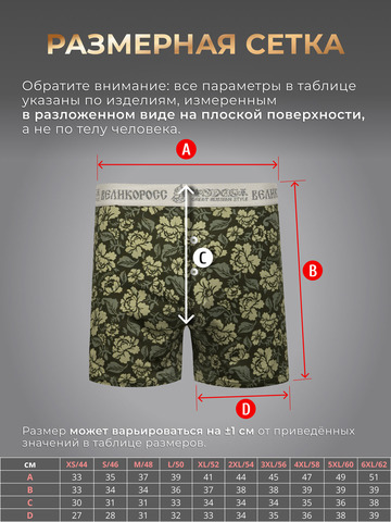 Комплект из 3-х семейных трусов - «Зелёная хохлома»