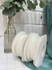 Лента органза с жемчугом (4см*3,6 м), Белый