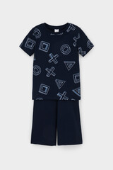 пижама  для мальчика  К 1614/объемные фигуры,индиго