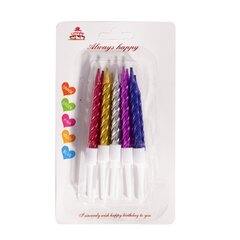 
          Набор свечей для торта Alingar, 7 см, 10 шт., с подставками. "Металлик", ассорти