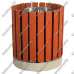 УРНА ДЕРЕВЯННАЯ, КРУГЛАЯ, НА БЕТОННОМ ОСНОВАНИИ