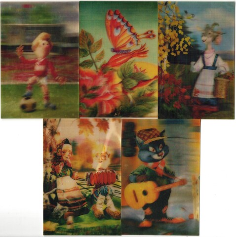 № 60 Набор из 5 переливных (стерео) Календариков . Мультфильмы СССР 1991 год