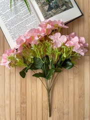 Гортензия искусственная, букет 7 веток - 7 голов, цвет нежно розово-персиковый, 37 см, набор 2 букета