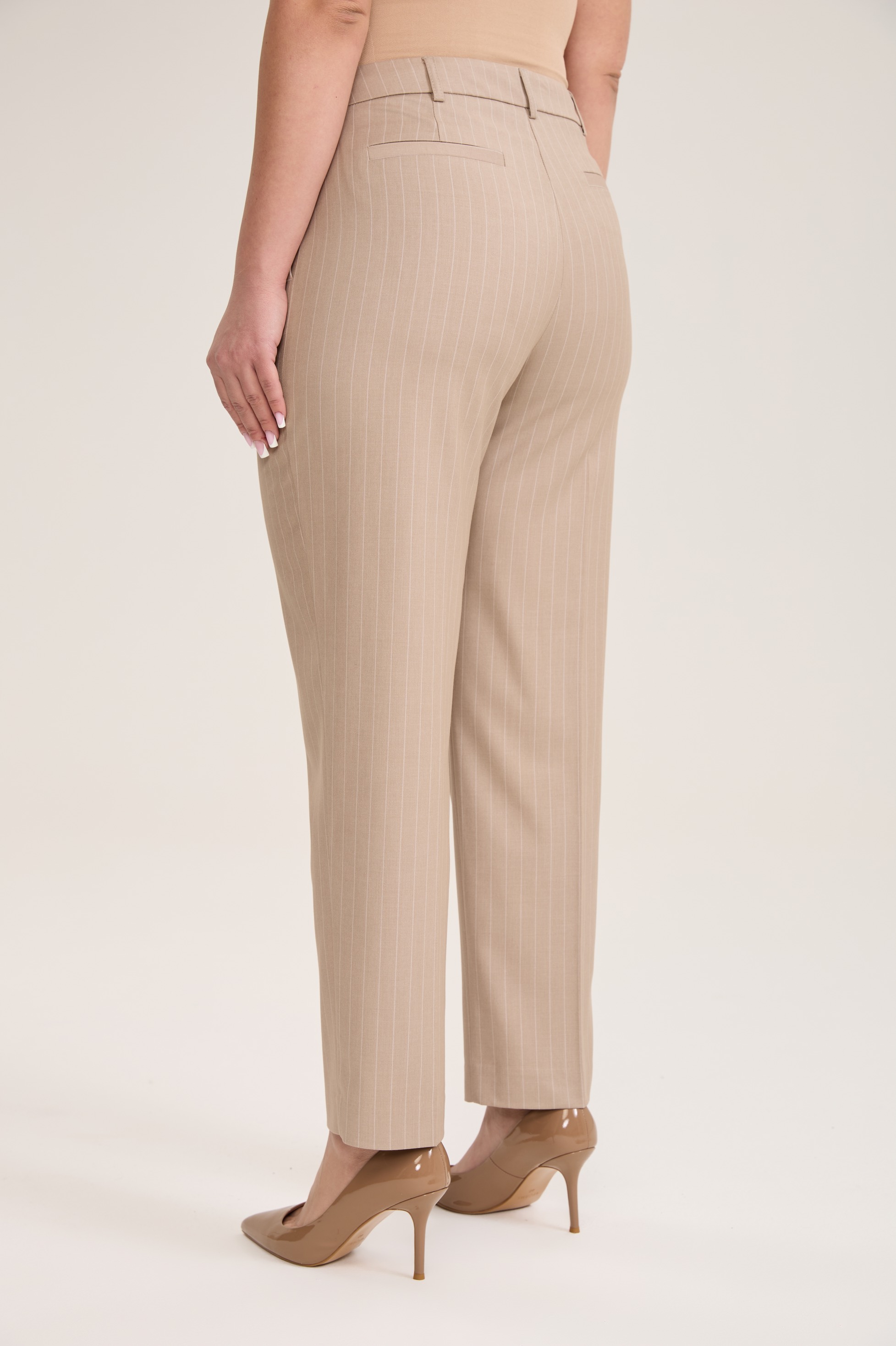 Брюки классические в полоску, мокко