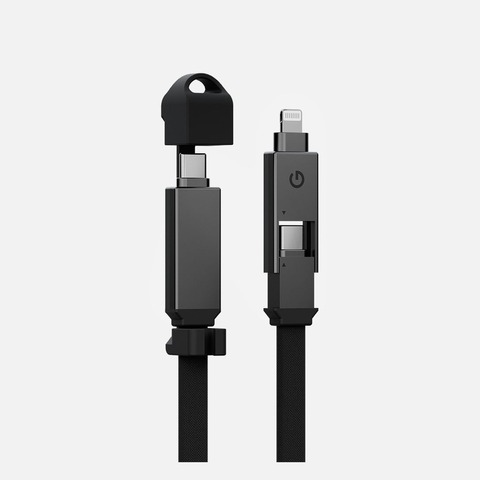 Кабель Energea Sheath 2 в 1, USB-C to Lightning / USB-C 60W 15см, Темно-серый | Gunmetal