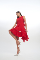 Платье с жемчугом NICOLE красного цвета