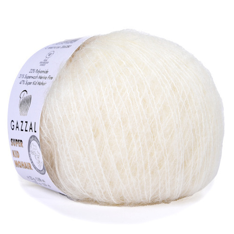 Пряжа Gazzal Super Kid Mohair 64414 белый