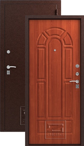 Входная металлическая дверь Z-4 (медь+итальянский орех)  Зевс из стали 1,5 мм с 2 замками