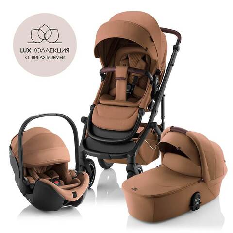 Комплект 3в1 коляска SMILE 5Z LUX Warm Caramel + Детское автокресло BABY-SAFE PRO LUX I Warm Caramel
