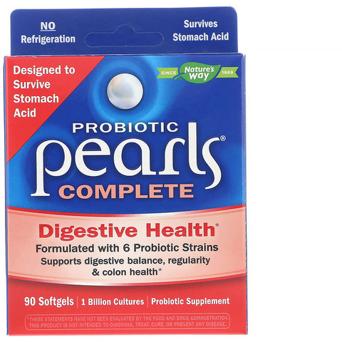 Nature's Way, Probiotic Pearls Complete, пробиотик, 90 мягких таблеток