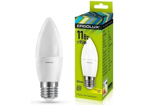 Лампа Ergolux LED-C35-11W-Е27-6K (дневной свет)