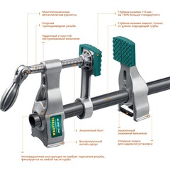 KRAFTOOL PC-34-11, 3/4?, трубная струбцина (32301-2)