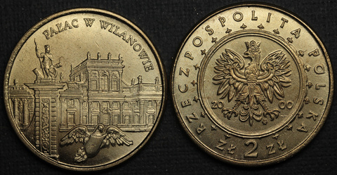 Жетон 2 злотых 2000 года Польша Замки и дворцы Польши - Вилянувский дворец копия монеты Копия