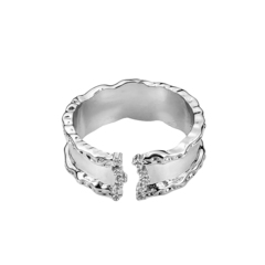 Латунное кольцо "Две дорожки фианитов" silver