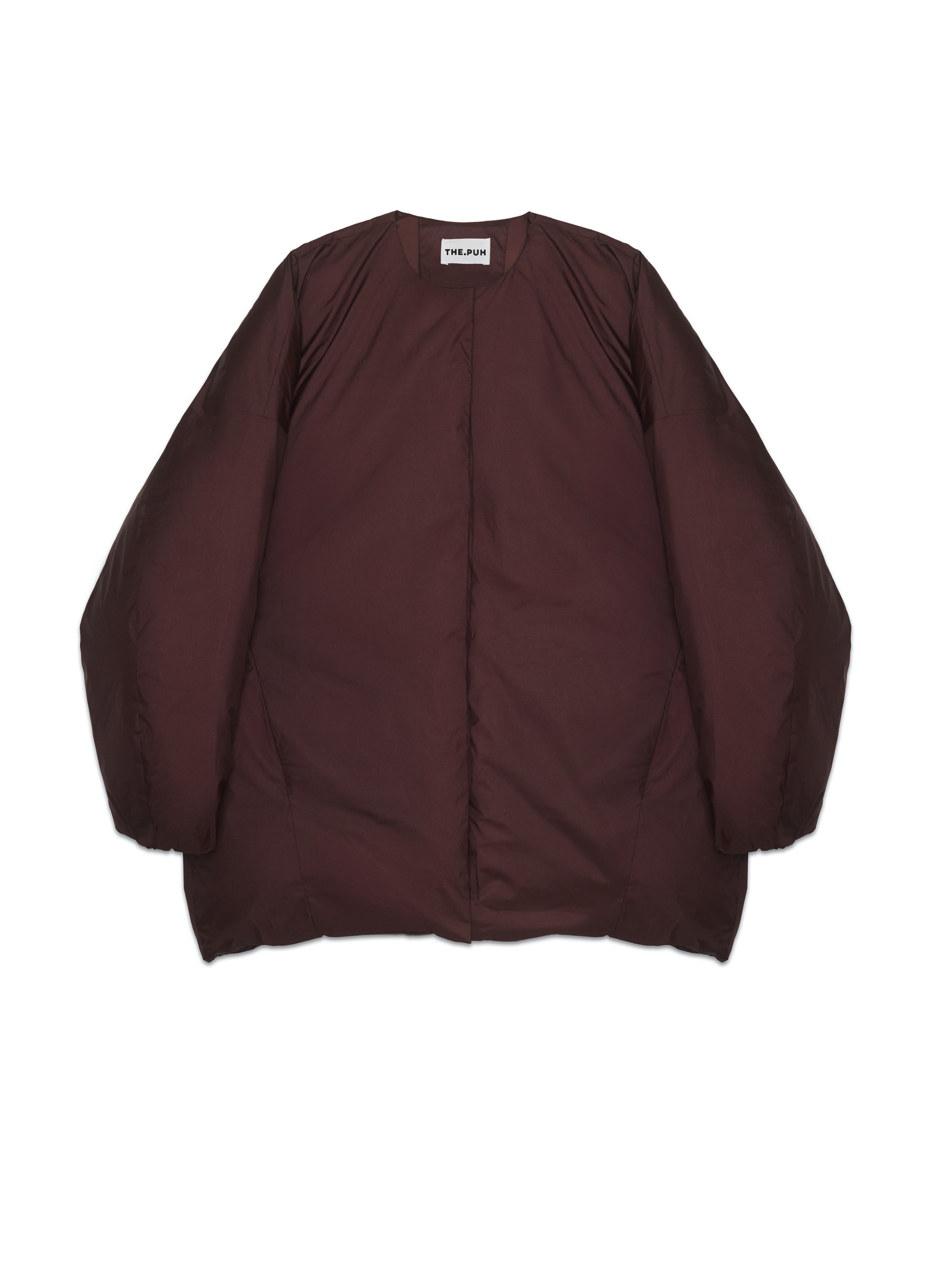 Бордовый пуховик с шарфом