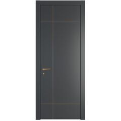 Межкомнатная дверь 44PWB графит с латунным молдингом