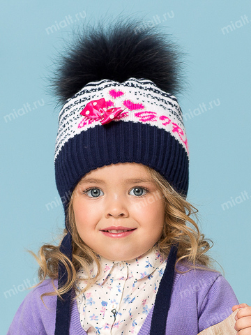 Зимняя шапка и шарф для девочки Mialt Baby girl синяя