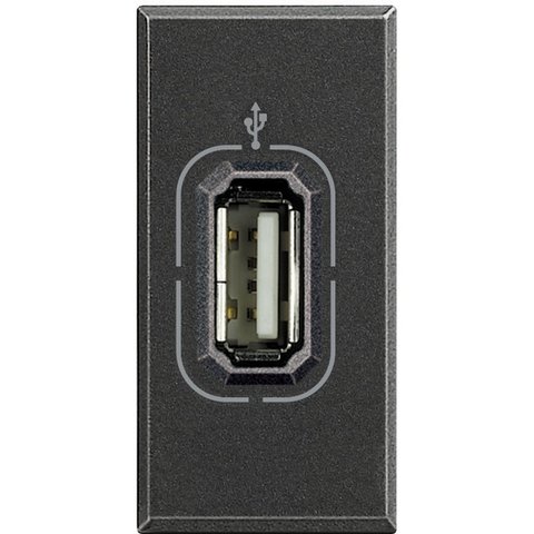 Разъем USB для передачи данных, винтовое подключение кабеля, 1 модуль. Цвет Антрацит. Bticino AXOLUTE. HS4285