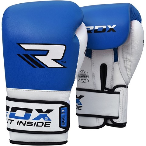 Перчатки для бокса RDX Leather Mauy Thai Boxing Gloves BGX-T1 Blue/White