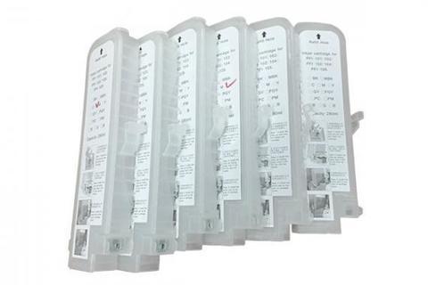 Комплект дозаправляемых картриджей для Canon iPF500, iPF510, iPF600, iPF605, iPF610, iPF700, iPF710, iPF720, iPF750. 6 штук - с чипами!