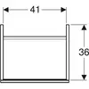 Шкафчик для раковины Geberit Acanto, с одной дверью и сифоном: B=44.5см, H=53.5см, T=37.5см, песчаный глянец / матовый песочно-серый, песчаный глянец / глянцевое стекло