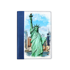 Ежедневник комбинированный с обработанными краями "Статуя свободы", синий белая вставка