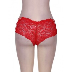 Кружевные трусики с шнуровкой на высокой посадке красные (3XL-4XL)