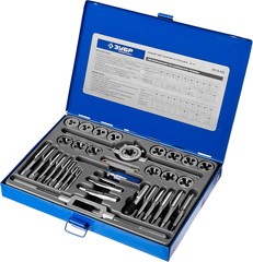 ЗУБР 35 предметов, сталь Р6М5, набор метчиков и плашек, Профессионал (28110-H35)