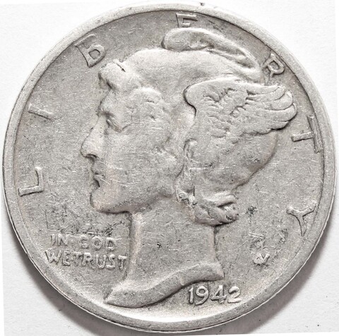 1 дайм (10 центов) 1942. США VF (Меркурий) Серебро