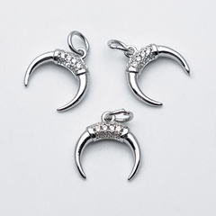 Подвеска Лунница, цвет серебро (родий), фианиты, размер 12*13 мм, цена за 1 шт