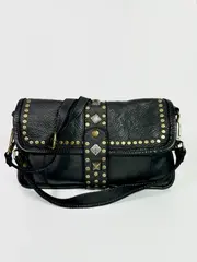 Женская сумка-клатч из натуральной кожи черного цвета