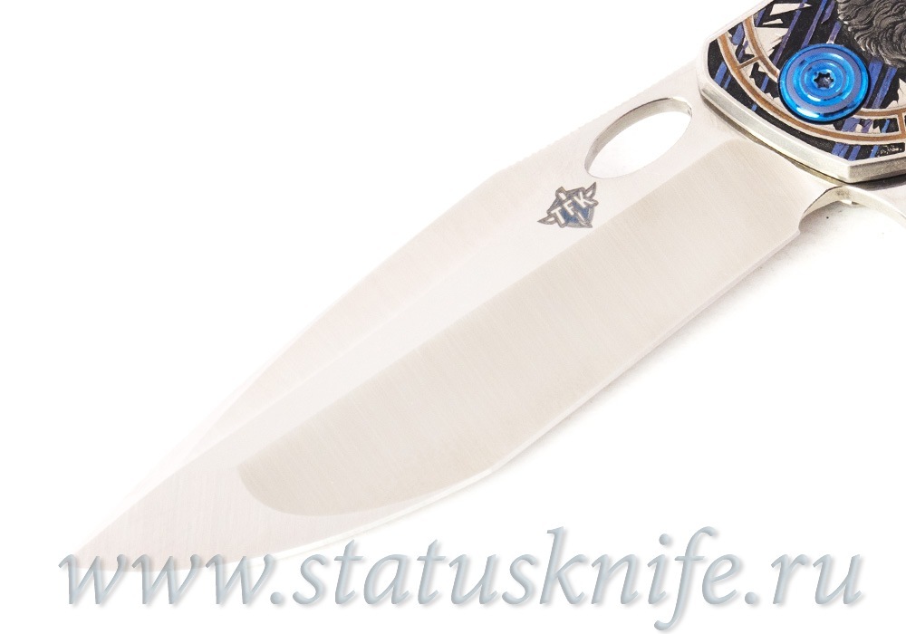 Нож TFK Stone Verso Crow M398 Mirror Titanium Carving