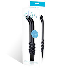 Черный вибромассажер G-Spot из стекла, 19 см