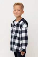 рубашка  для мальчика  КР 302681/индиго,клетка виши к534