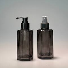 Черный стеклянный 6-гранный флакон для косметики 140 мл