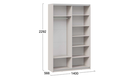 Шкаф-купе Оскар Хилтон 2-х дверный с зеркалом 140 кашемир / кашемир сатин / ручка серебро