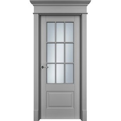 Межкомнатная дверь эмаль Оксфорд 2 серая со стеклом