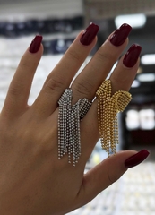 84509- Кольцо широкое разъемное с подвеской кисточка в стилистике POISON DROP