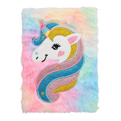 Блокнот Basir, формат А5, серия "Единорог", меховая обложка, 80 листов, размер 21*15 см