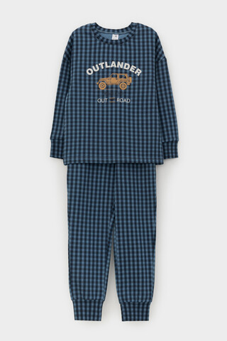 пижама  для мальчика  К 1581/синий джинс,маленькая клетка