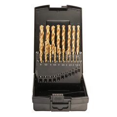 Набор сверл по металлу 1-10мм 19шт DIN338 HSS-G TiN 118° (пл. кейс) Terrax by Ruko A250214TRO